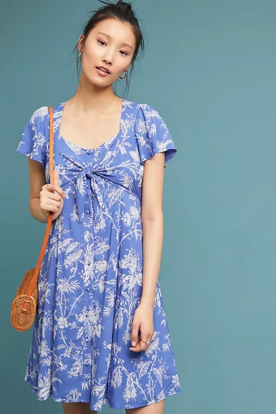 Anthropologie Maeve Jill Floral Flutter Sleeve Dress with Pockets size 6
